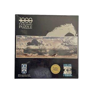 NIB FX Schmid Vintage 1994 1000 Pc Panorama 3' Galloping 38.5" X 13.75" Puzzle